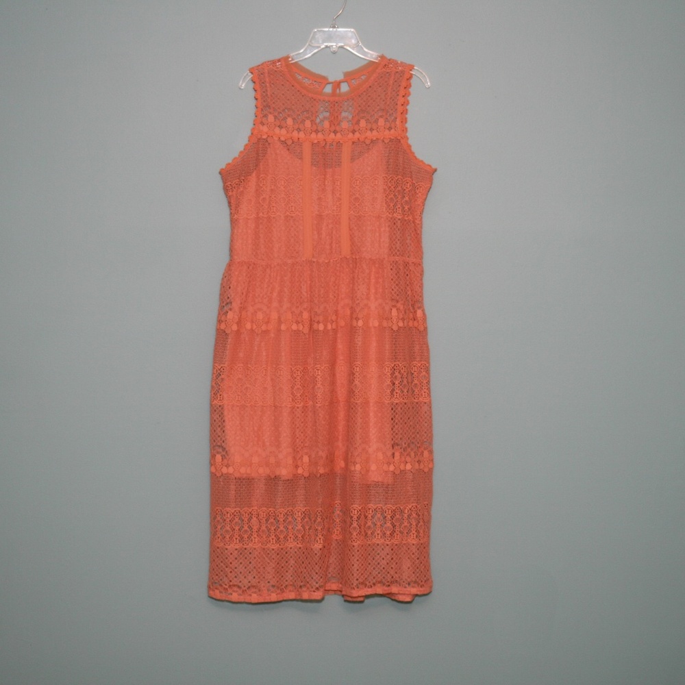 Xhilaration Coral Lace Overlay Dress